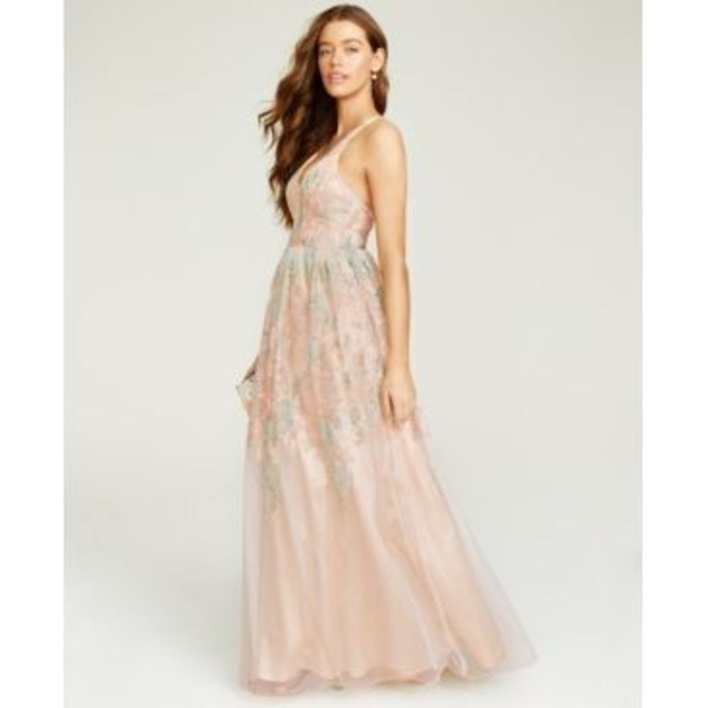 City Studios Women's Juniors' Floral-Embroidered Gown Pink Size 17